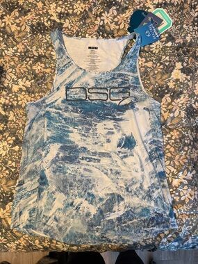 NWT - DSG Blue and White Tie-Dye Athletic Tank Top